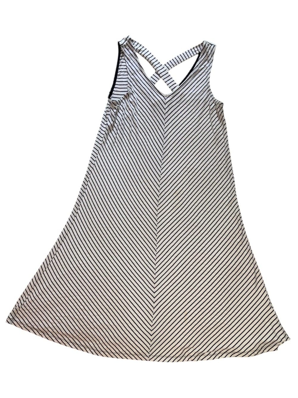 X Cable & Gauge Black & White Striped Crossback Dress - 1 callout